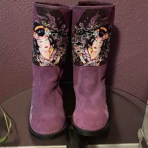 Ed Hardy Purple Boots